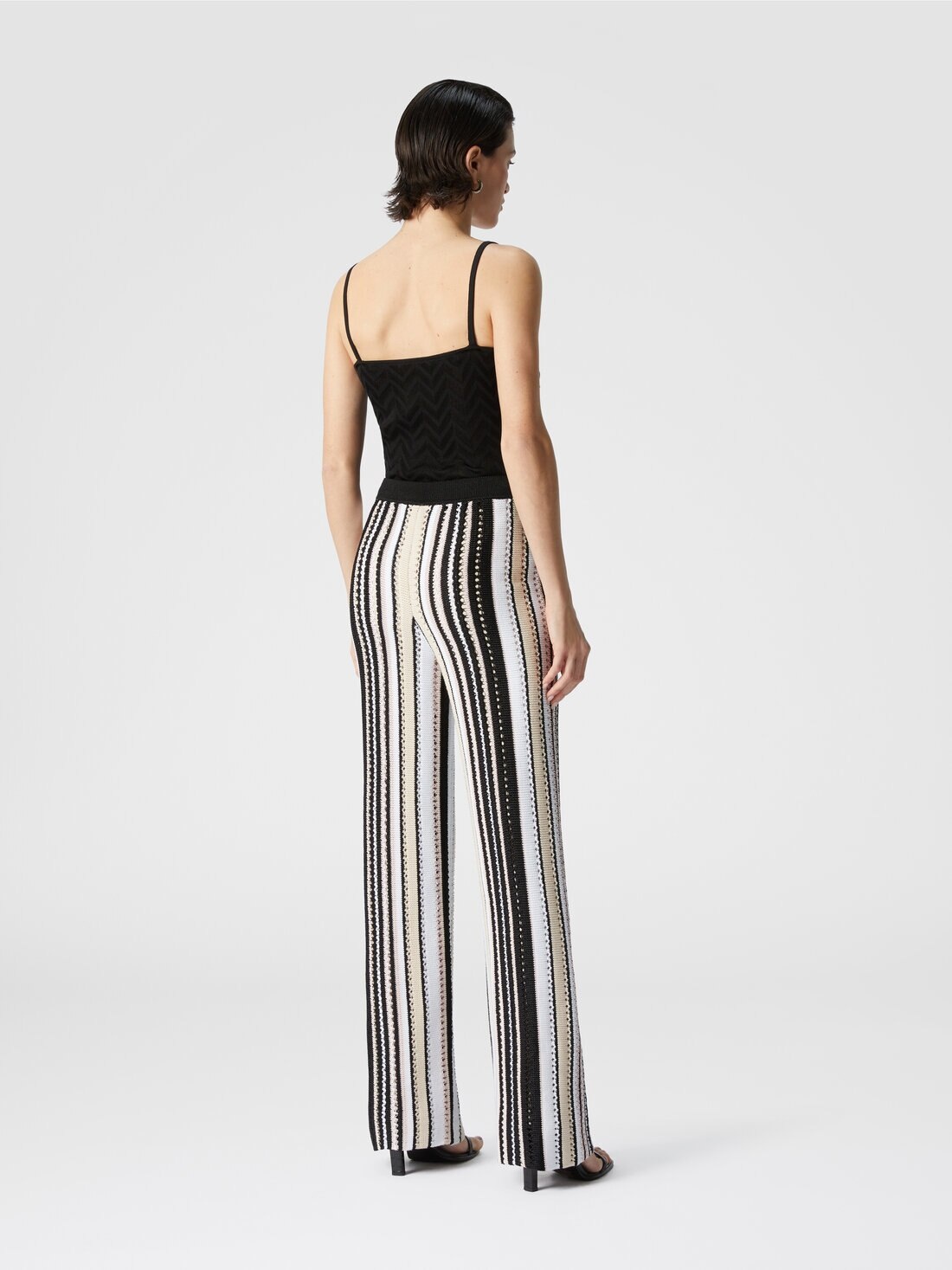Straight trousers in striped crochet - 3