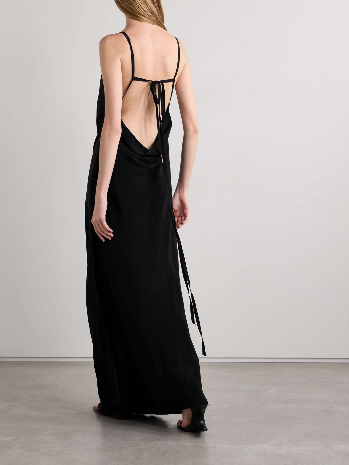 Nura layered draped crepe-trimmed satin maxi dress - 3