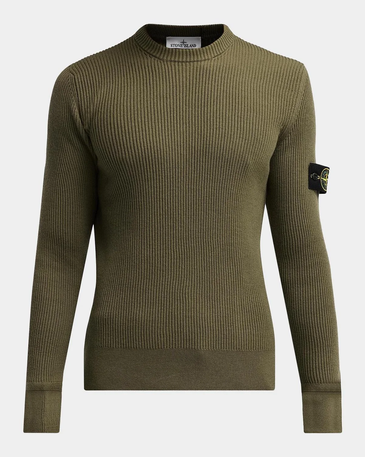 Men's Wool Rib-Knit Crewneck Sweater - 1