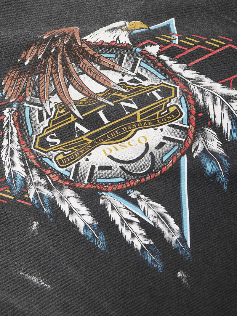 + TEFLON DISCO Distressed Printed Cotton-Jersey T-Shirt Black 5
