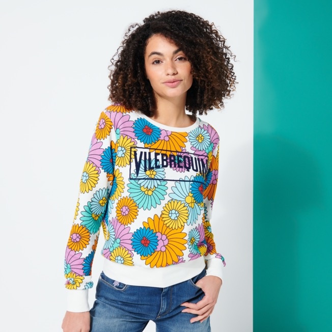 Women Cotton Sweatshirt print Marguerites and flocked Vilebrequin Logo - 3