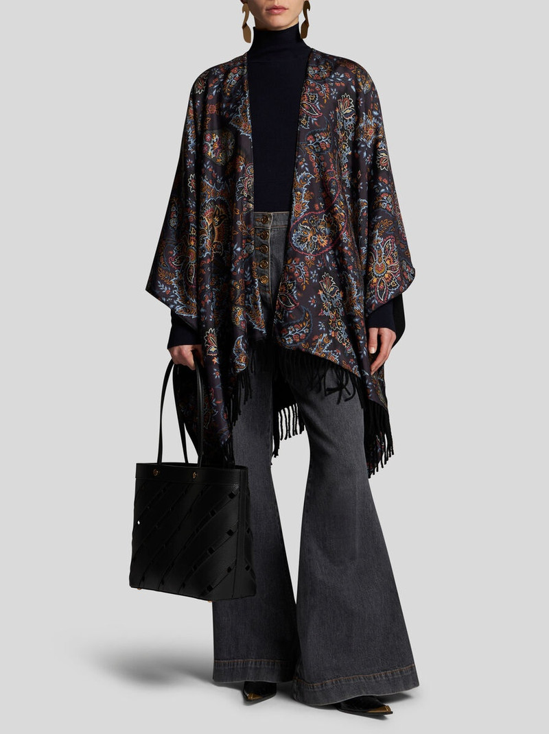 Etro WOOL AND SILK CAPE WITH PRINT outlook