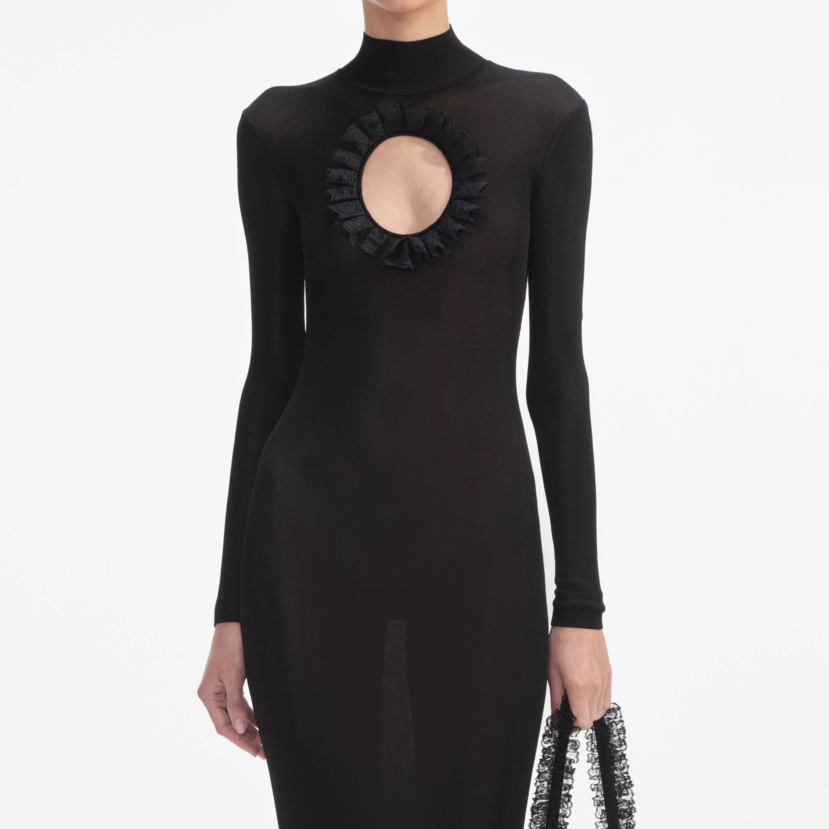 Black Knit Cut Out Maxi Dress - 4