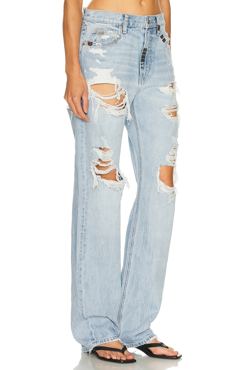 Distressed Mid Rise Wide Leg - 2