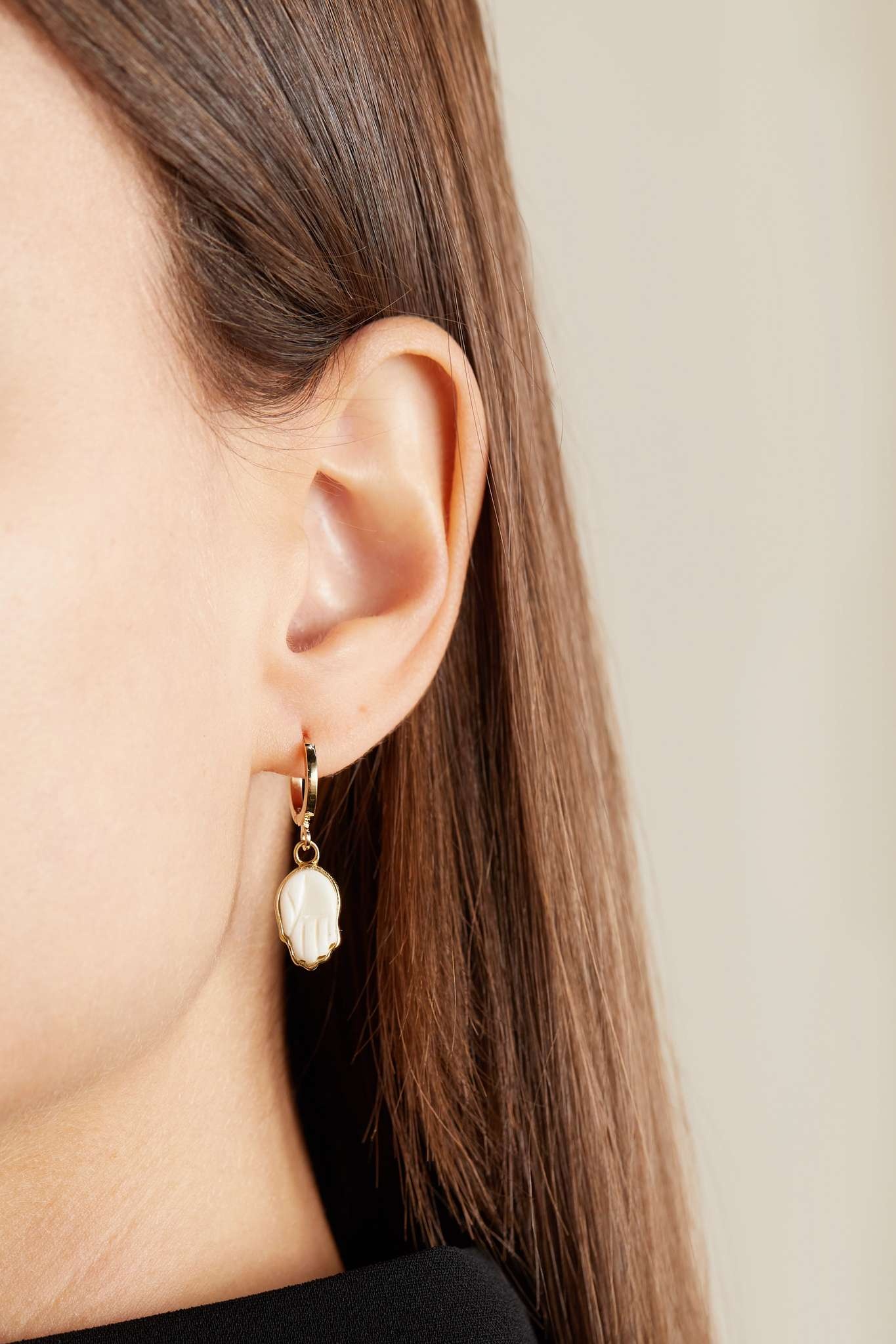 Gold-tone bone earrings - 2