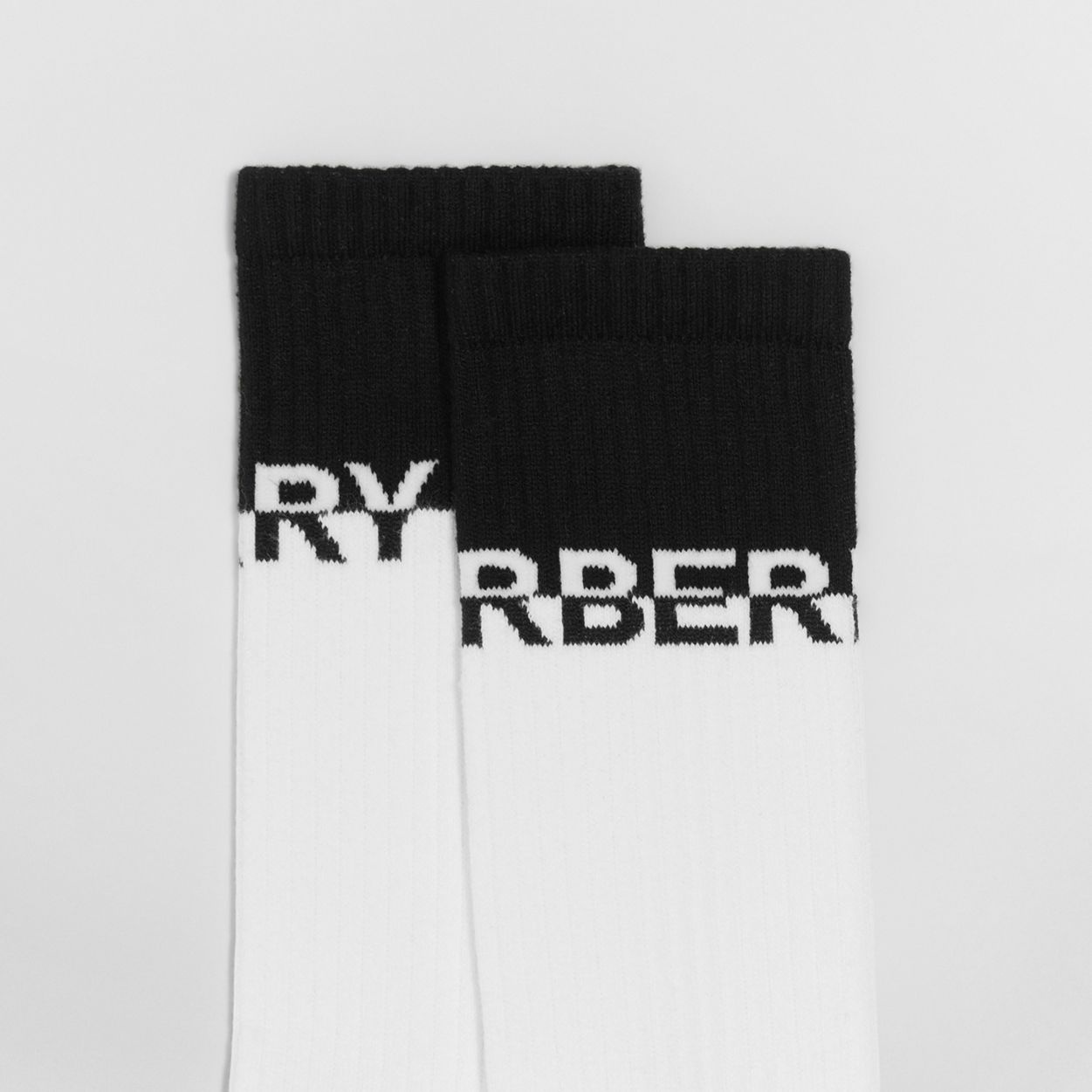 Logo Intarsia Technical Stretch Cotton Socks - 2
