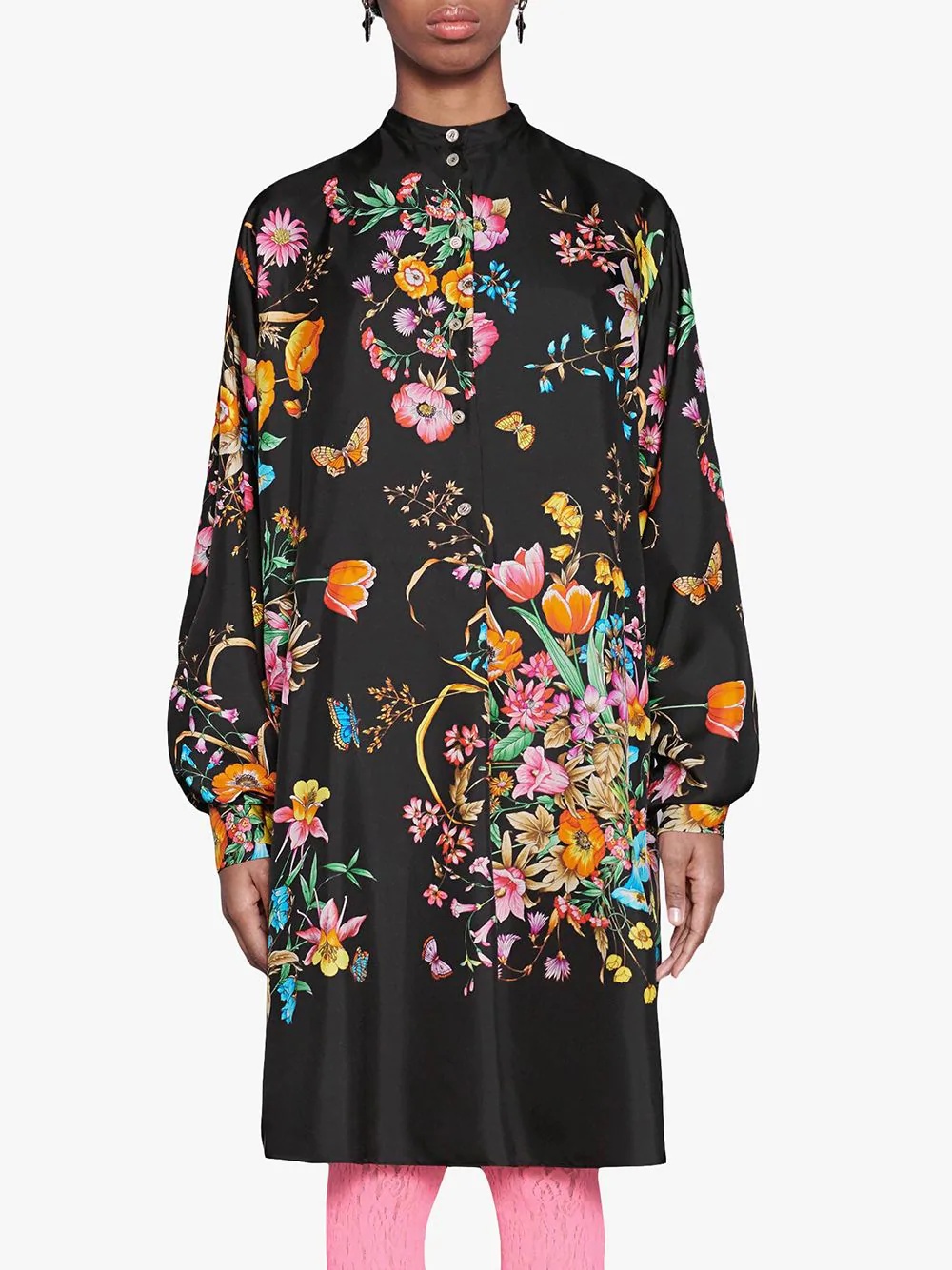 Silk dress with flowers - 3