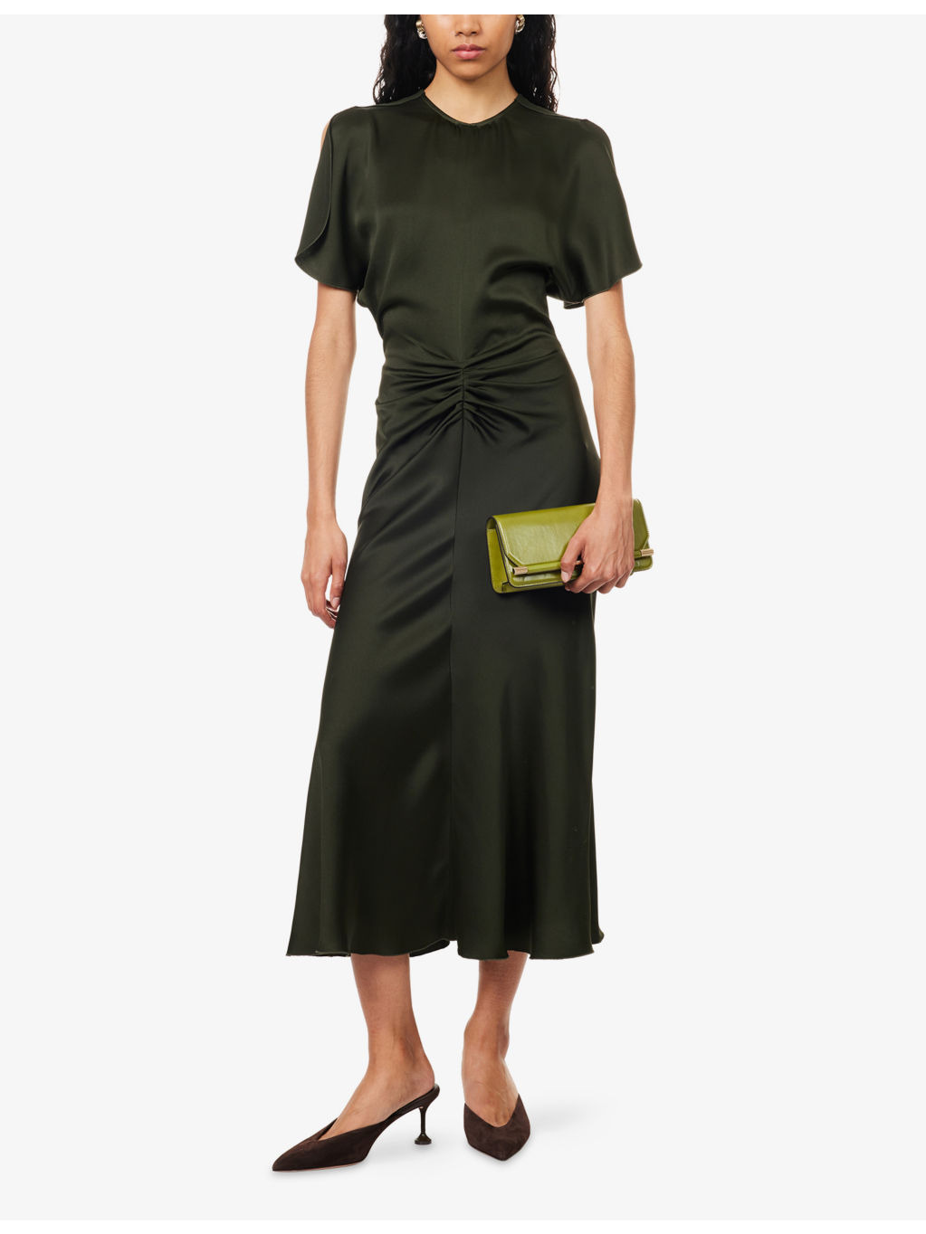 Gathered Slim-Fit Woven Midi Dress - 2