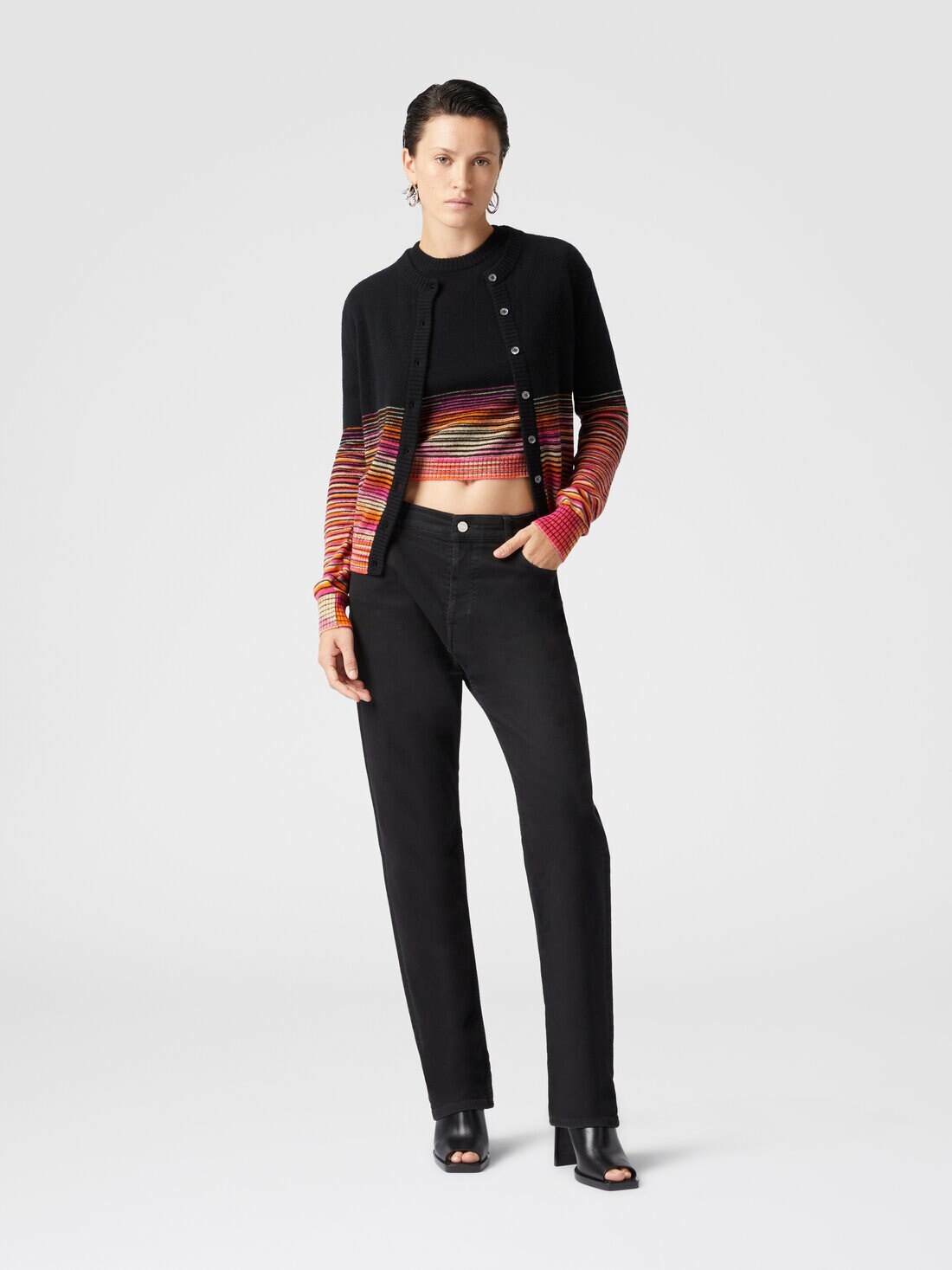 Crewneck cardigan in dégradé slub cashmere - 2