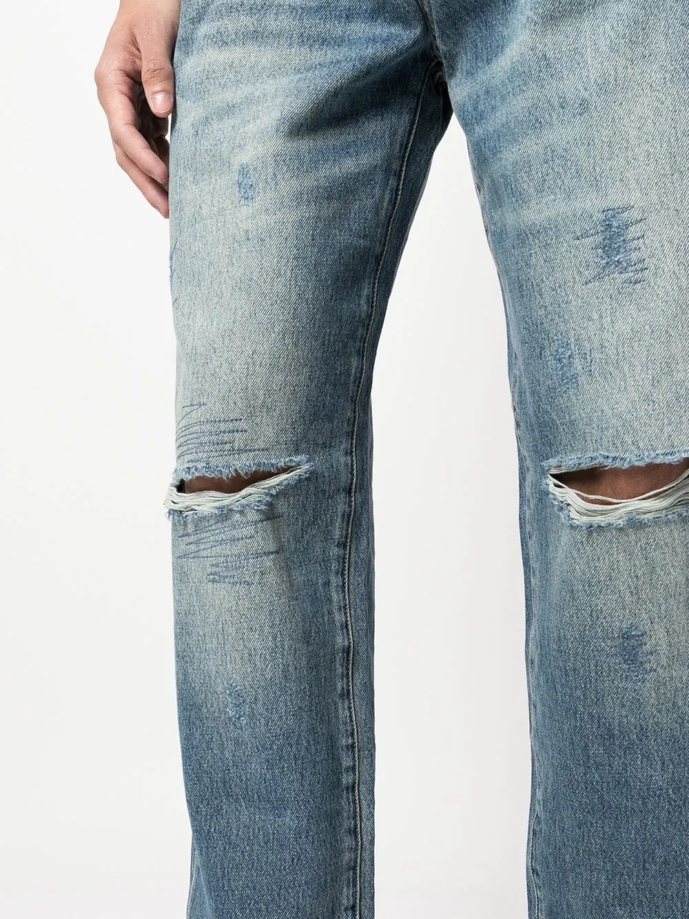 distressed straight-leg jeans - 5