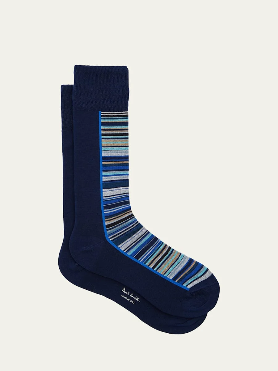 Men's Half Signature Stripe Crew Socks - 1