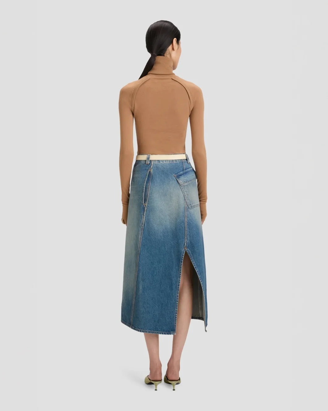 ASYMMETRIC UTILITY SKIRT WASHED BLUE - 5