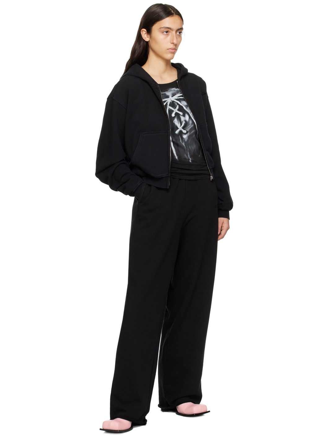 Black Embroidered Lounge Pants - 4