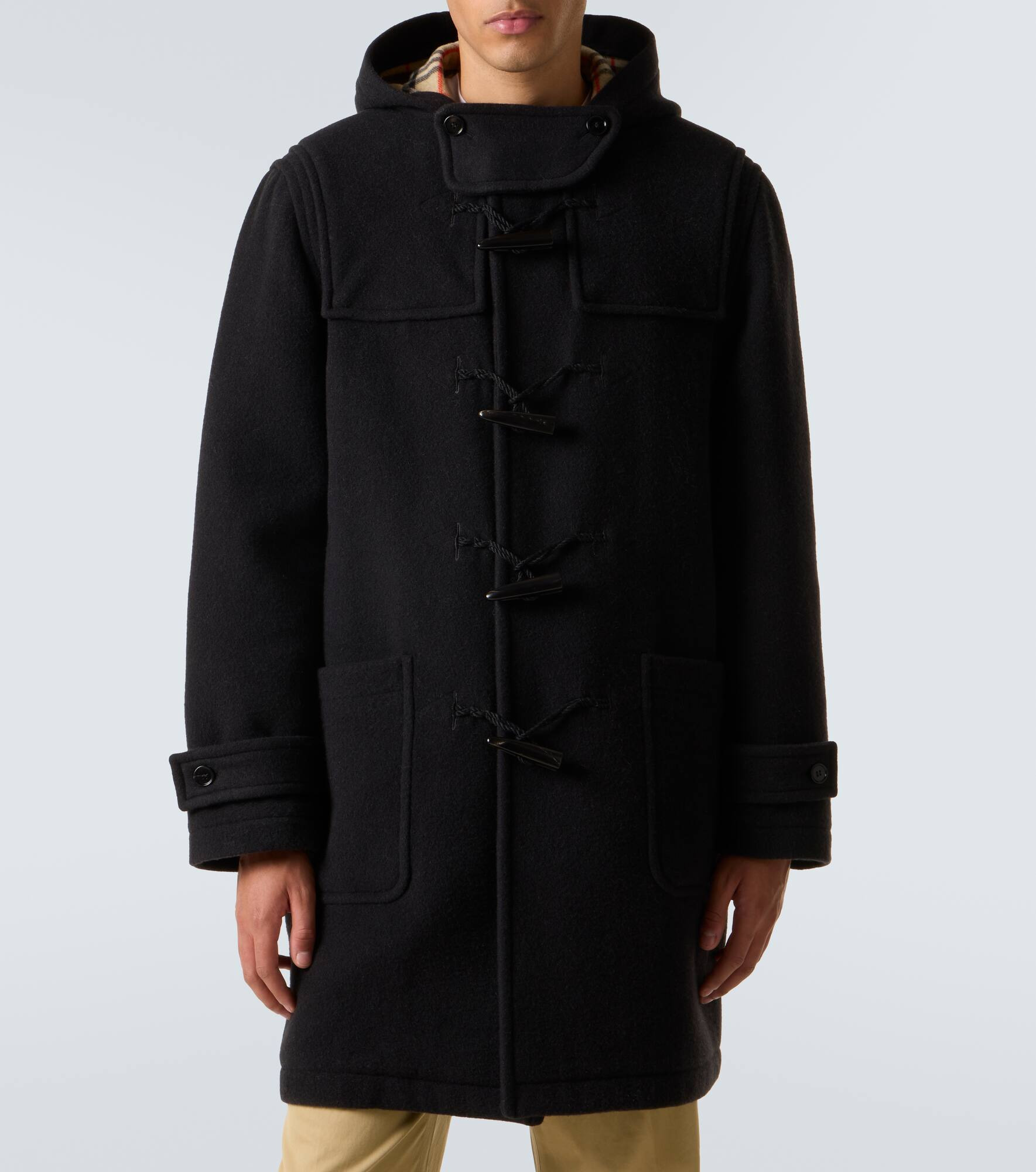 Hooded wool twill coat - 3