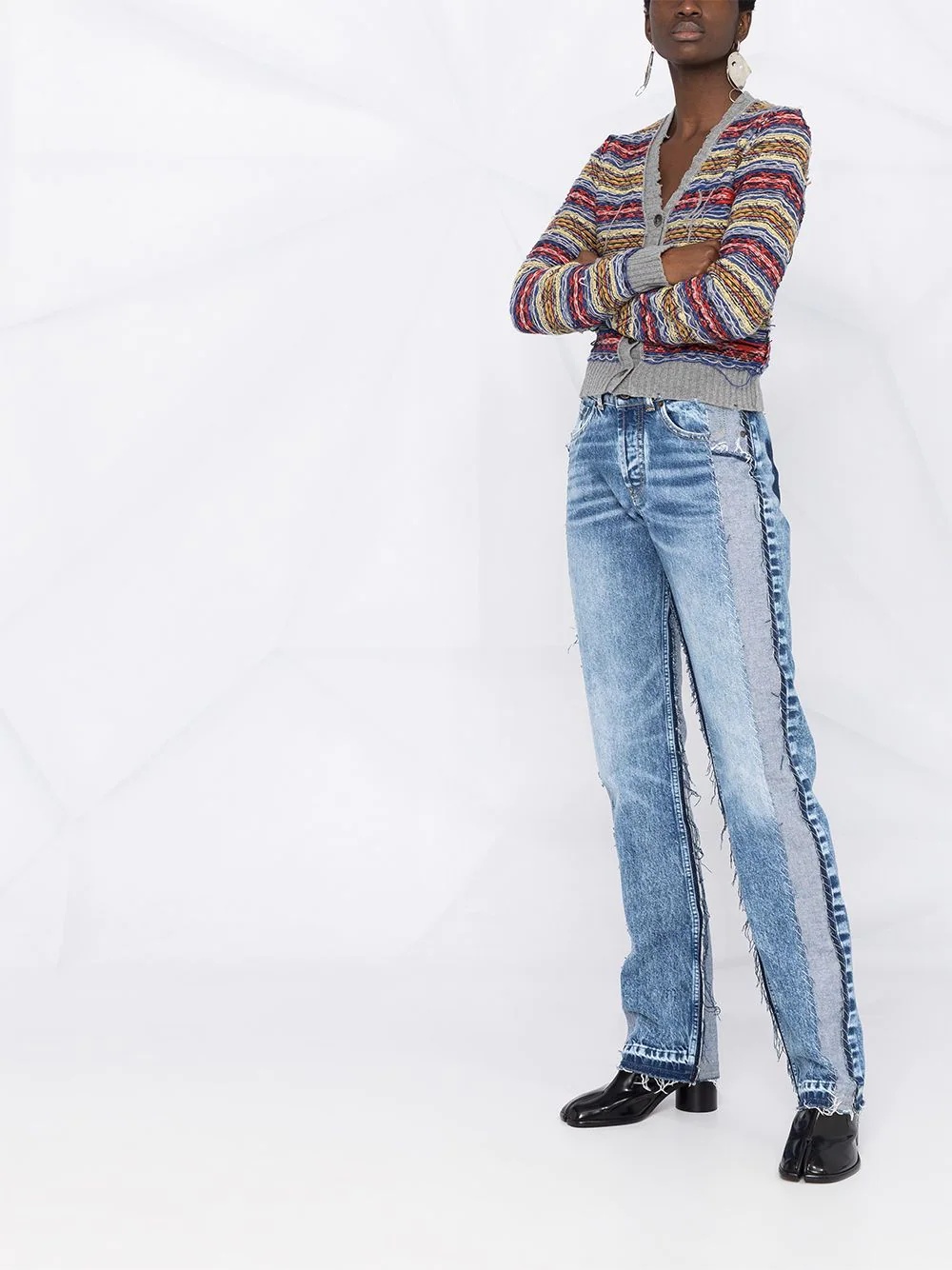panelled high-rise jeans - 4
