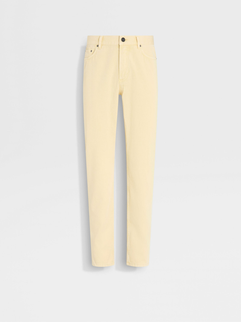 PASTEL YELLOW COTTON AND CASHMERE ROCCIA PANTS 1