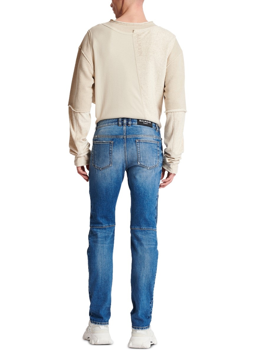 Tapered ripped blue cotton jeans - 3