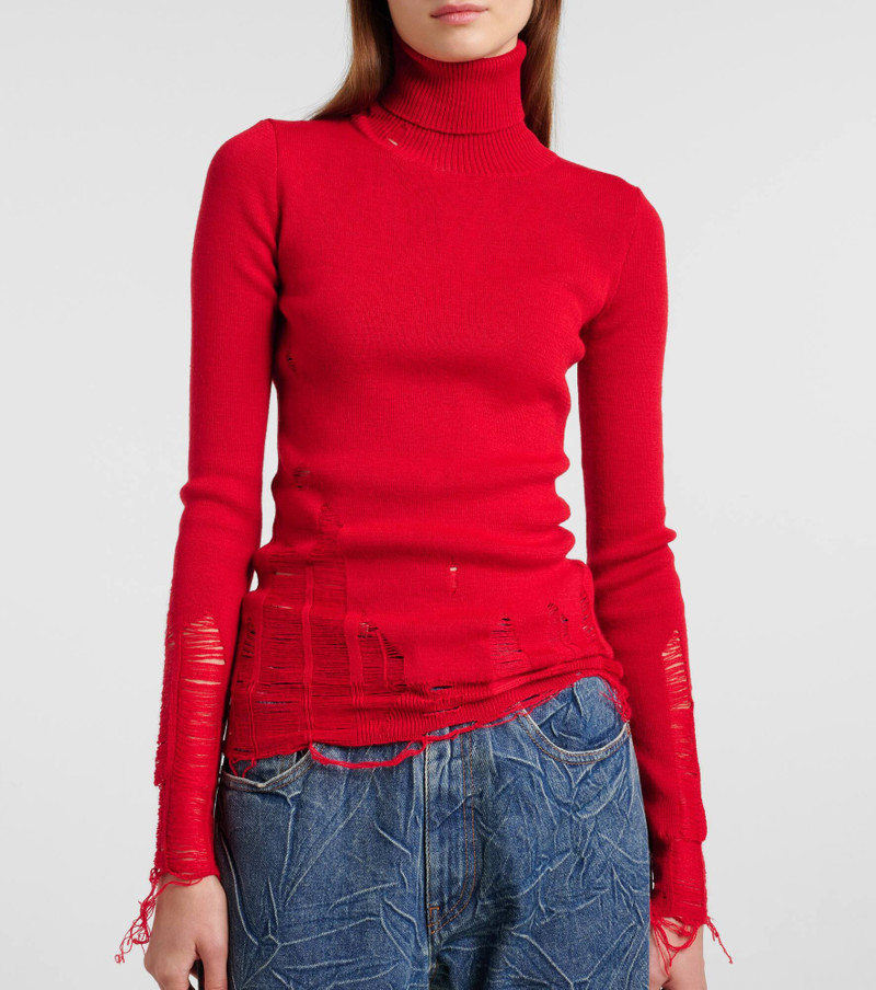 Distressed wool-blend turtleneck sweater 6