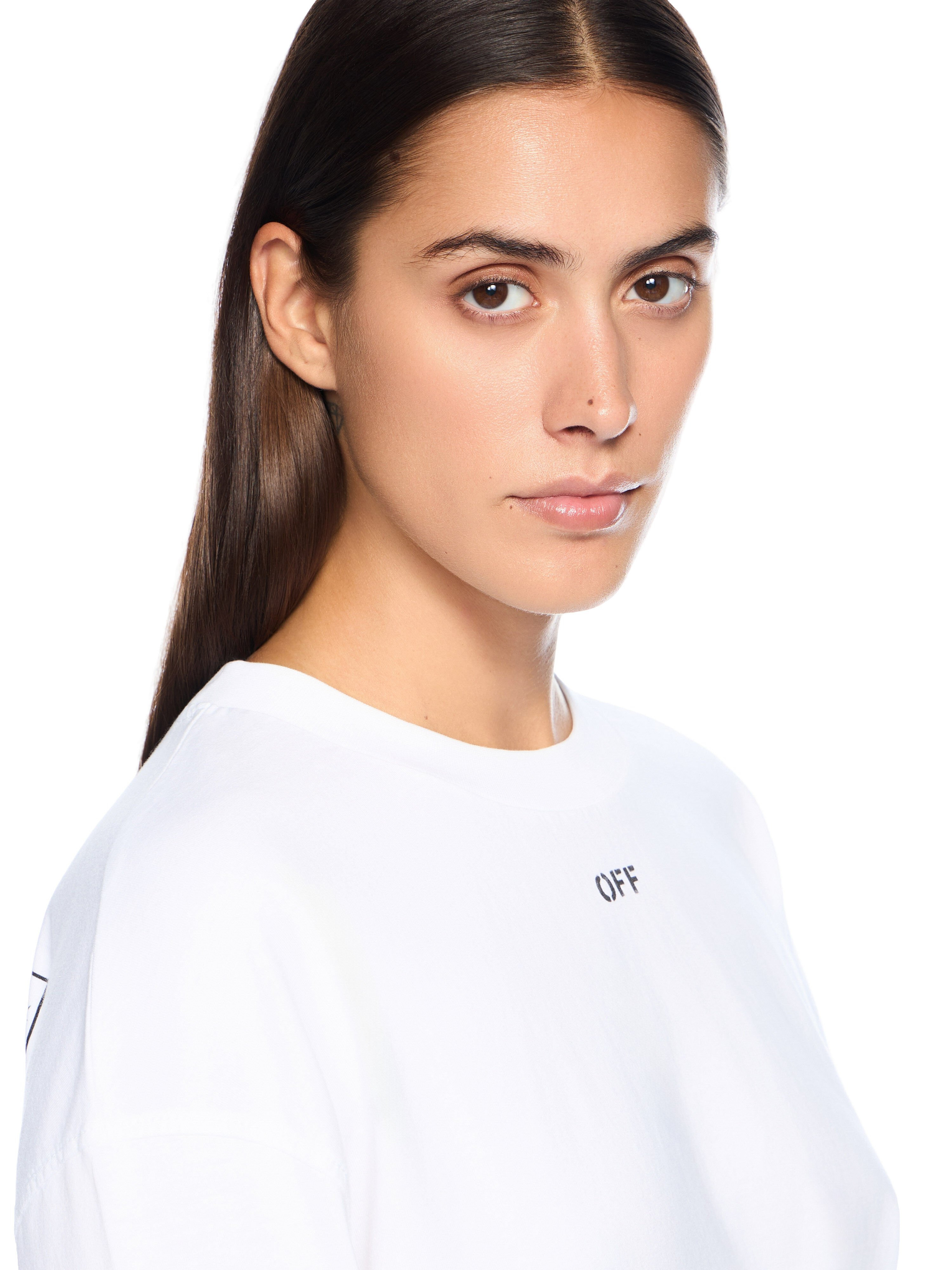 Embroidered Flowers Arrow Long Sleeve T-Shirt - 5
