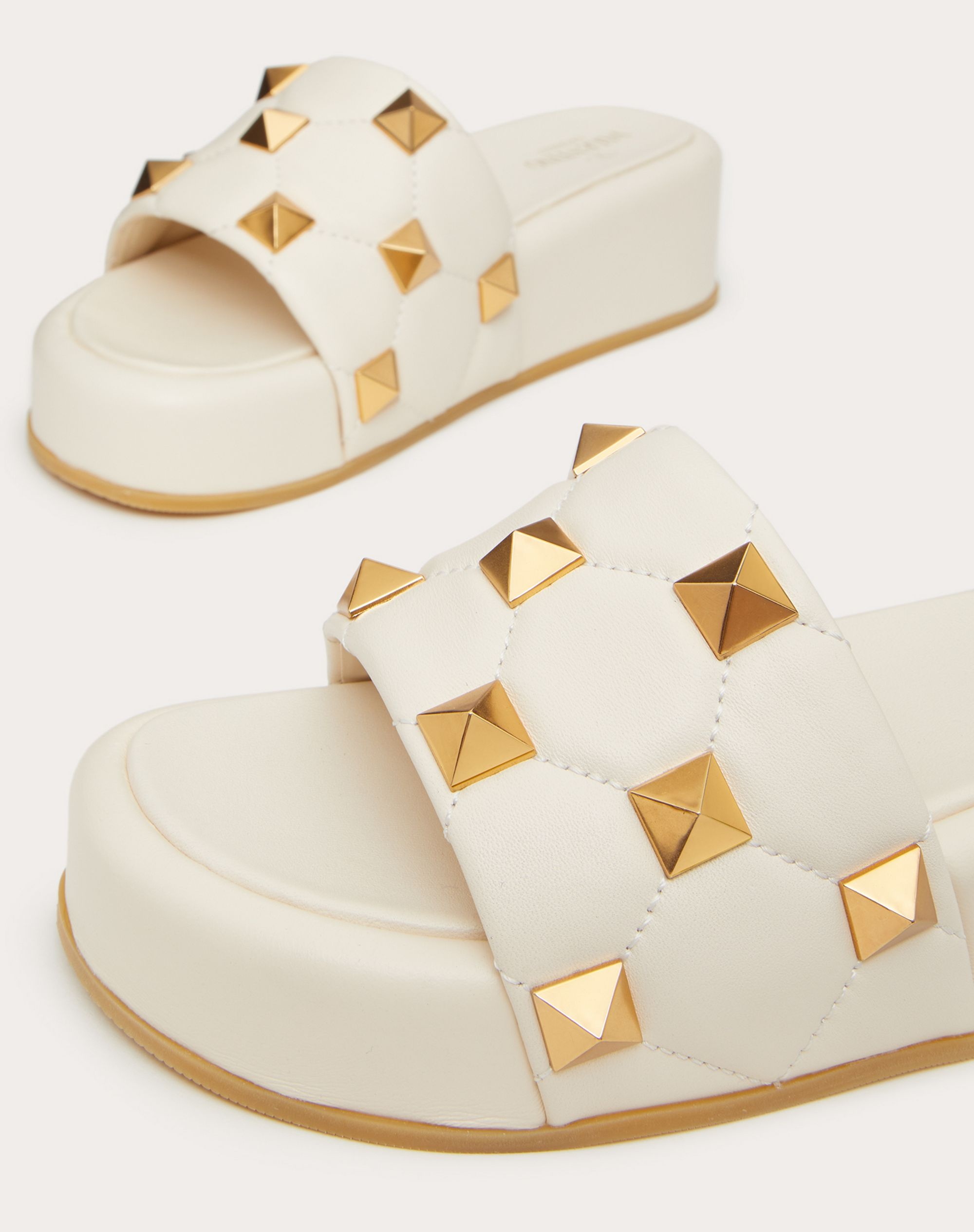 ROMAN STUD FLATFORM SLIDE SANDAL IN QUILTED NAPPA - 5