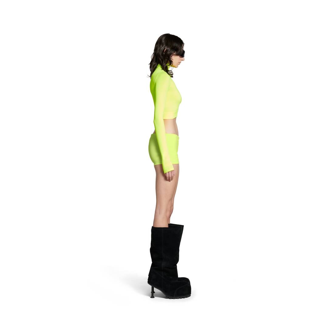 Women's Mini Cycling Skirt in Neon Yellow - 3