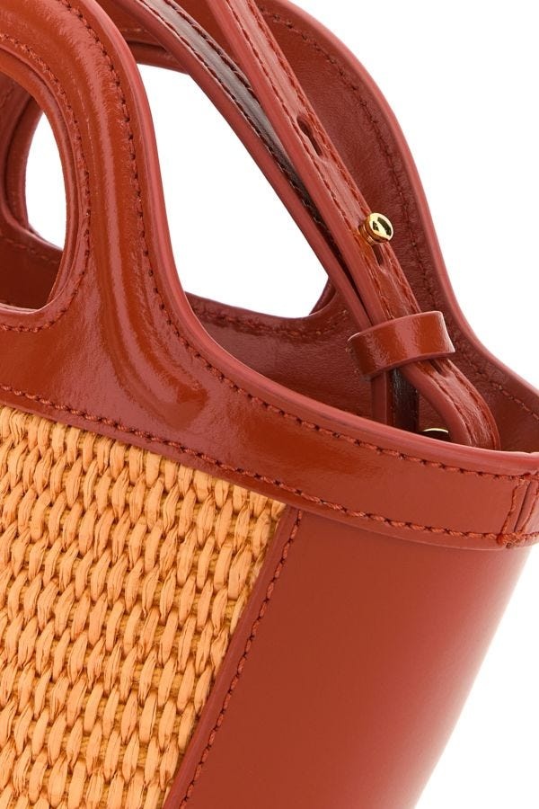 Two-tone leather and straw micro Tropicalia Summer handbag - 4