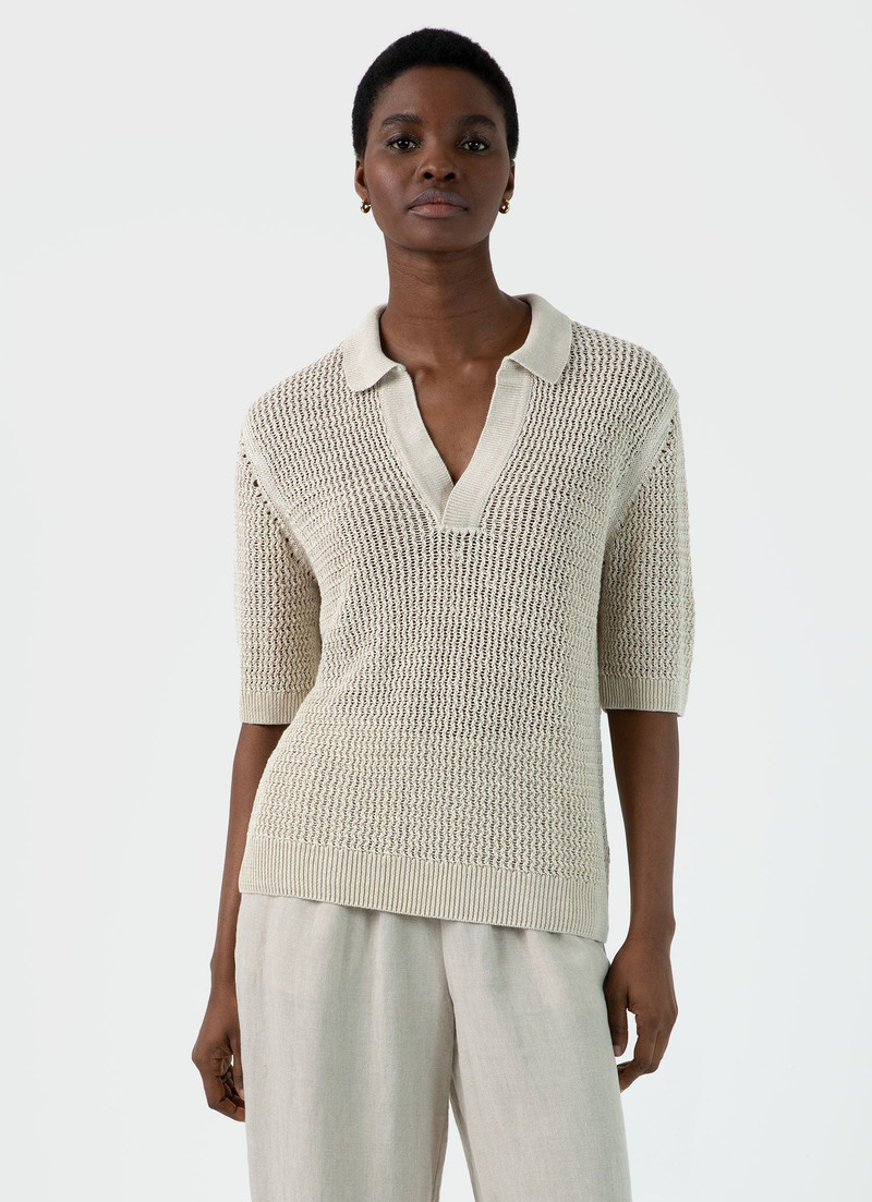 Sunspel Linen Mesh Polo Shirt outlook