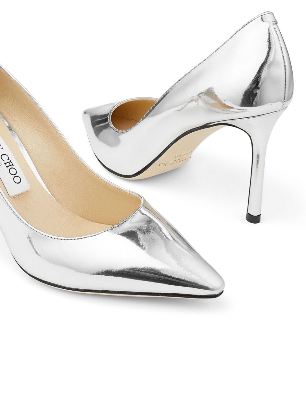 Romy 85mm mirrored leather pumps - 5