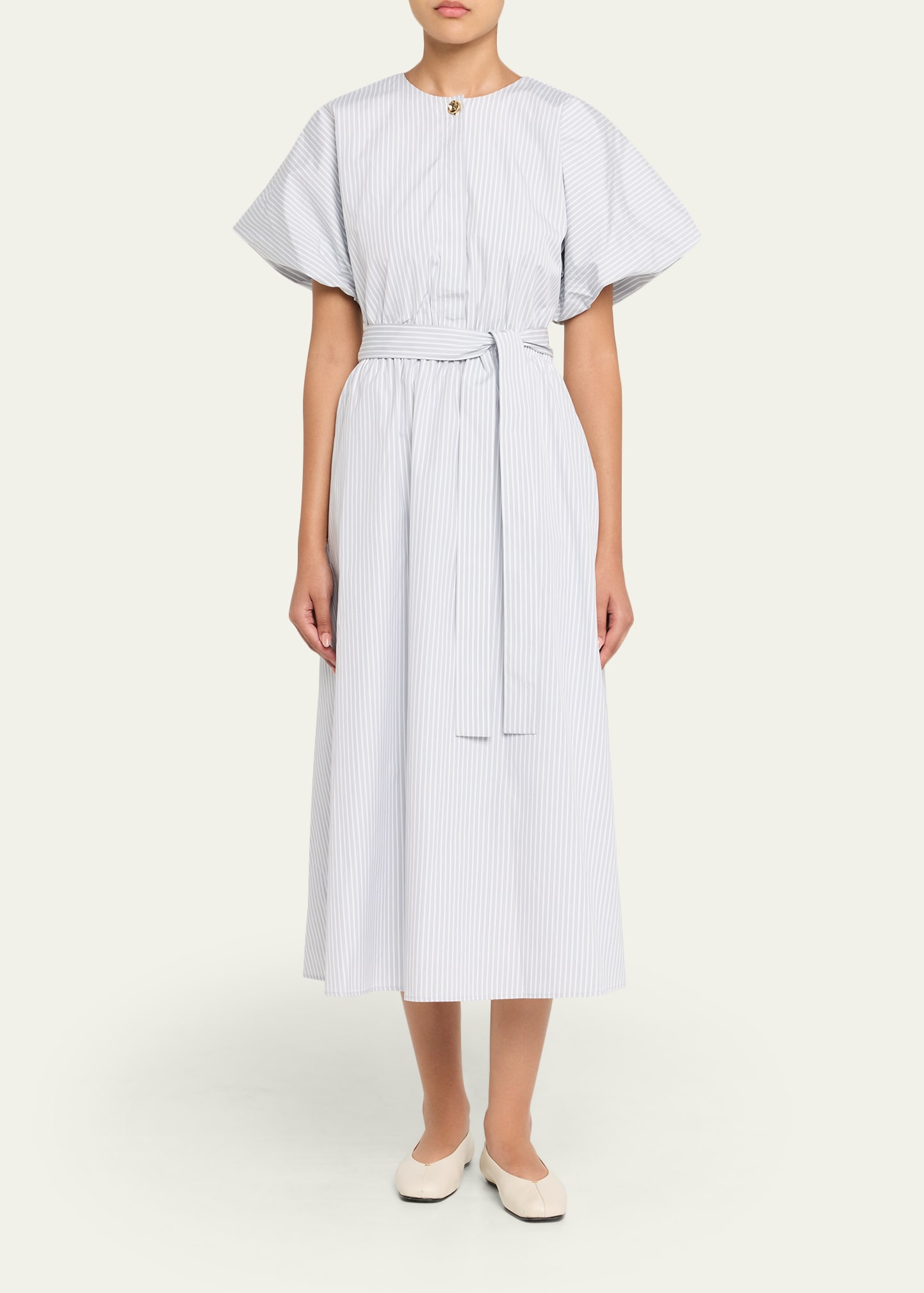 Paulina Short-Sleeve Striped Midi Dress - 2