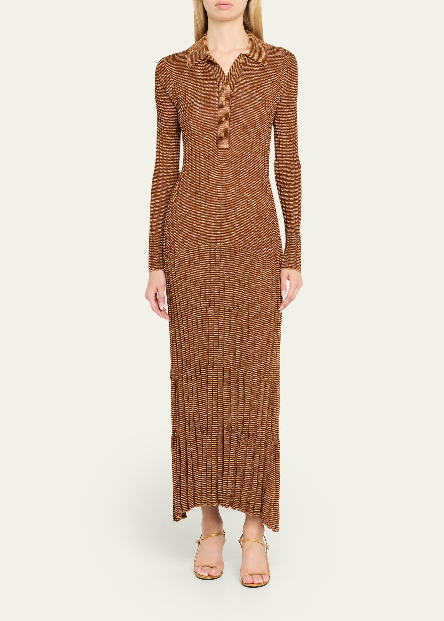 Long-Sleeve Mouline Midi Dress - 2