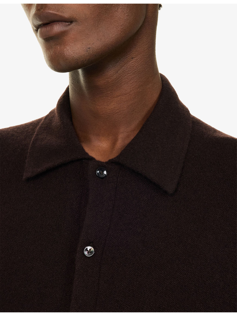 Winter Sunset Button-Up Cashmere-Blend Top 5