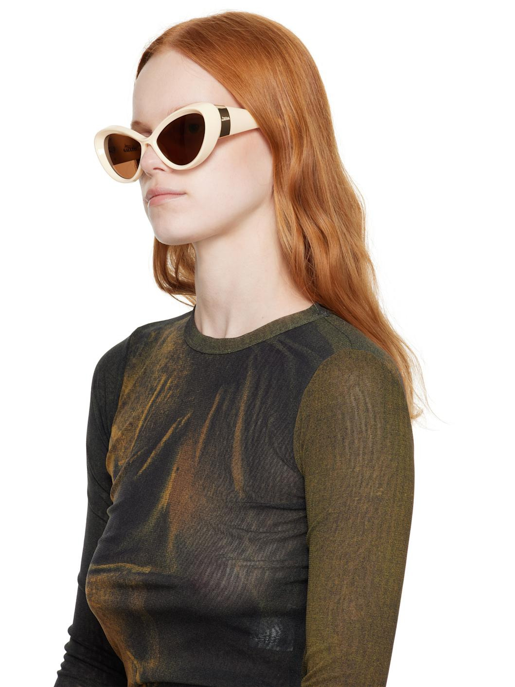 SSENSE Exclusive Beige 'The Parisian Cat' Sunglasses - 4