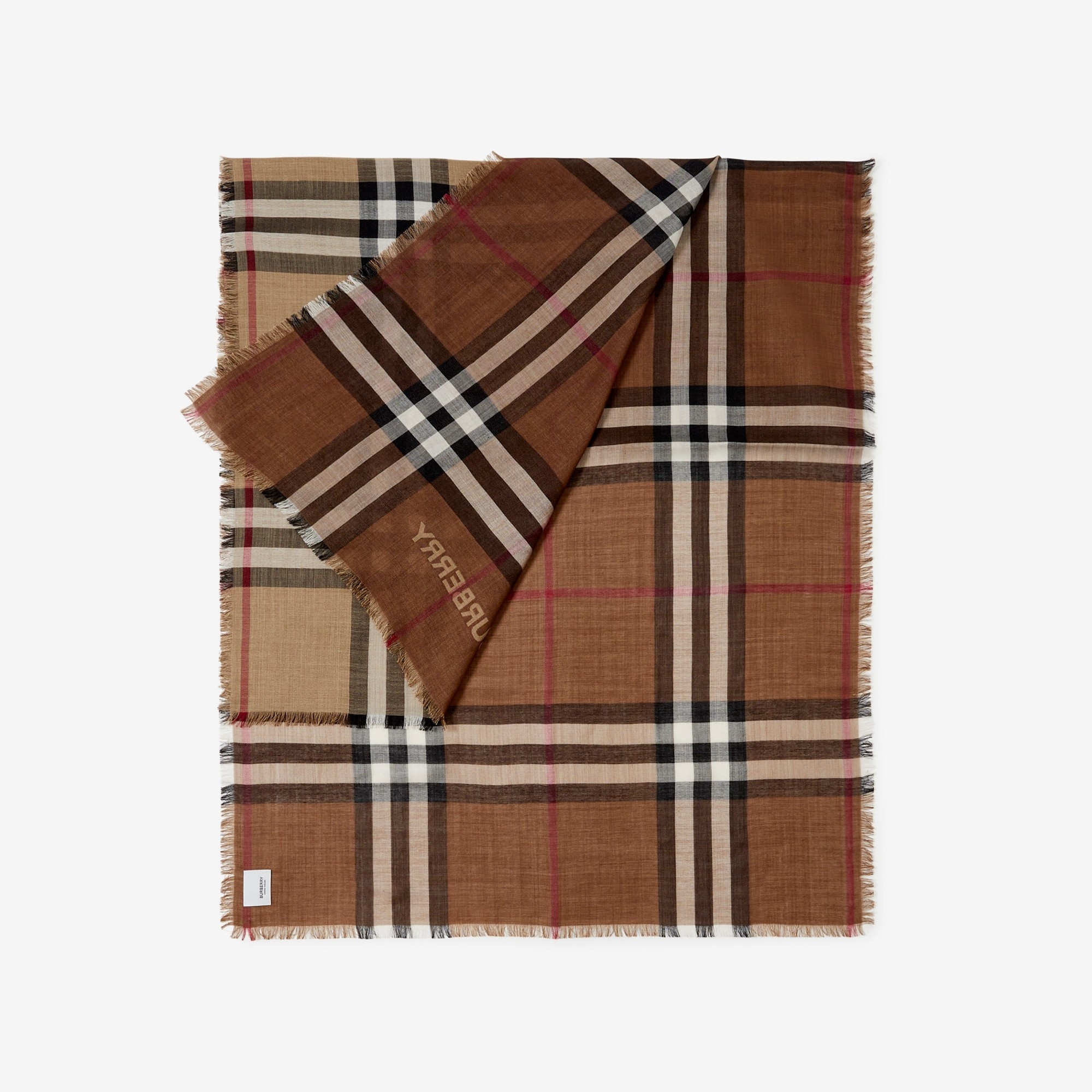 Check Wool Silk Reversible Scarf - 3