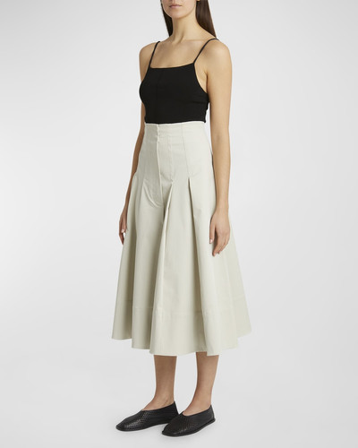 Proenza Schouler Moore Pleated Organic Cotton Twill Suiting Midi Skirt outlook