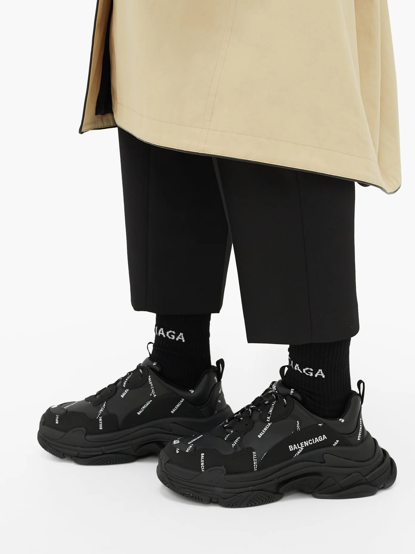 Triple S faux-leather and mesh trainers - 3