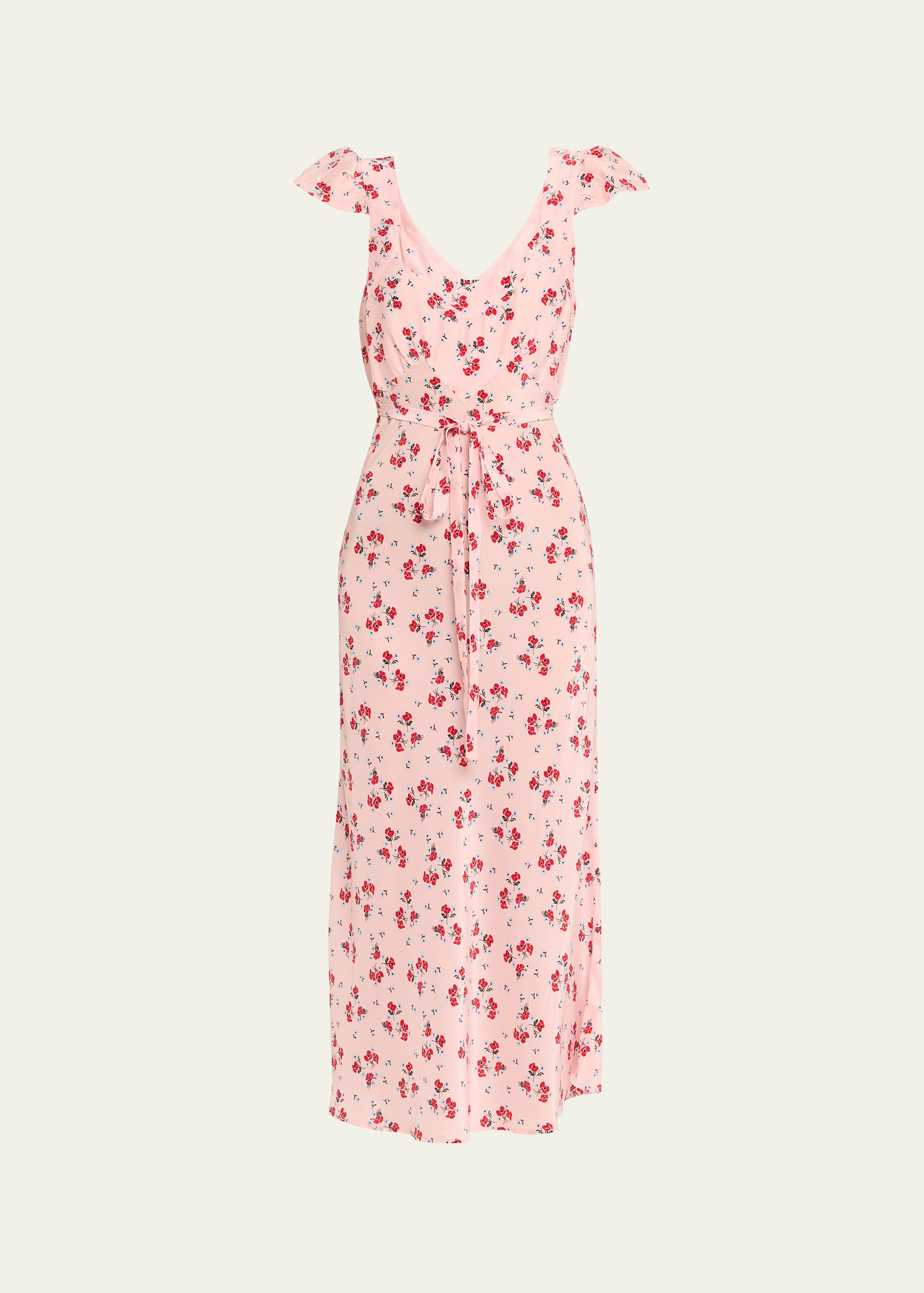 Aurora Floral Flutter-Sleeve Midi Dress - 1