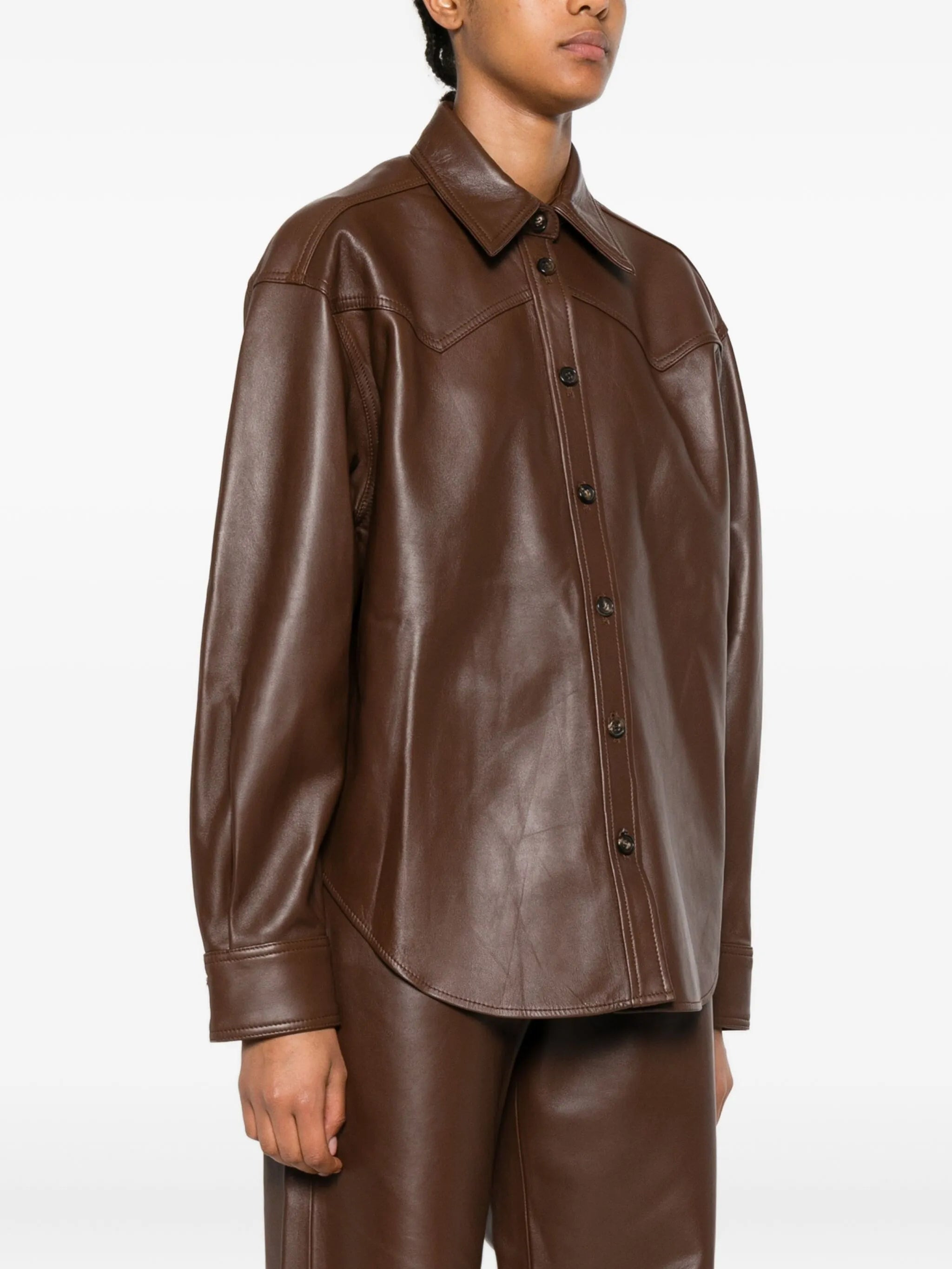 Haikure Leather Shirt Jacket - 3