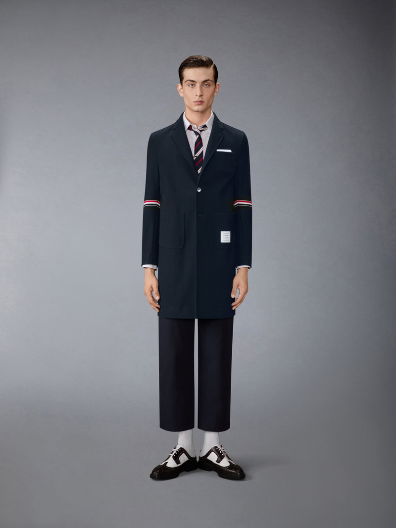 Thom Browne DOUBLE FACE TECH TWILL 4-BAR SACK OVERCOAT outlook