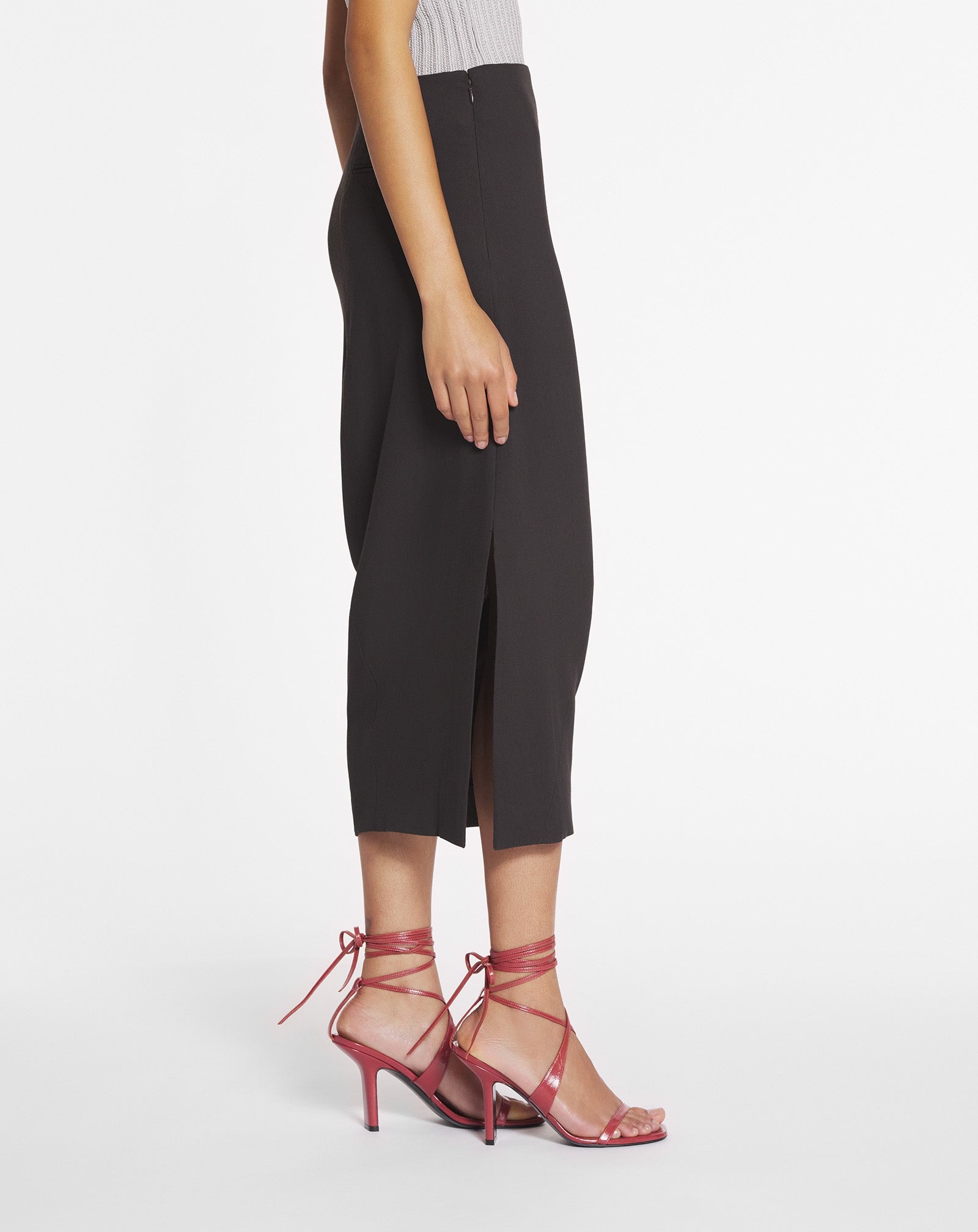 MIDI SKIRT IN WOOL AND VISCOSE - 5