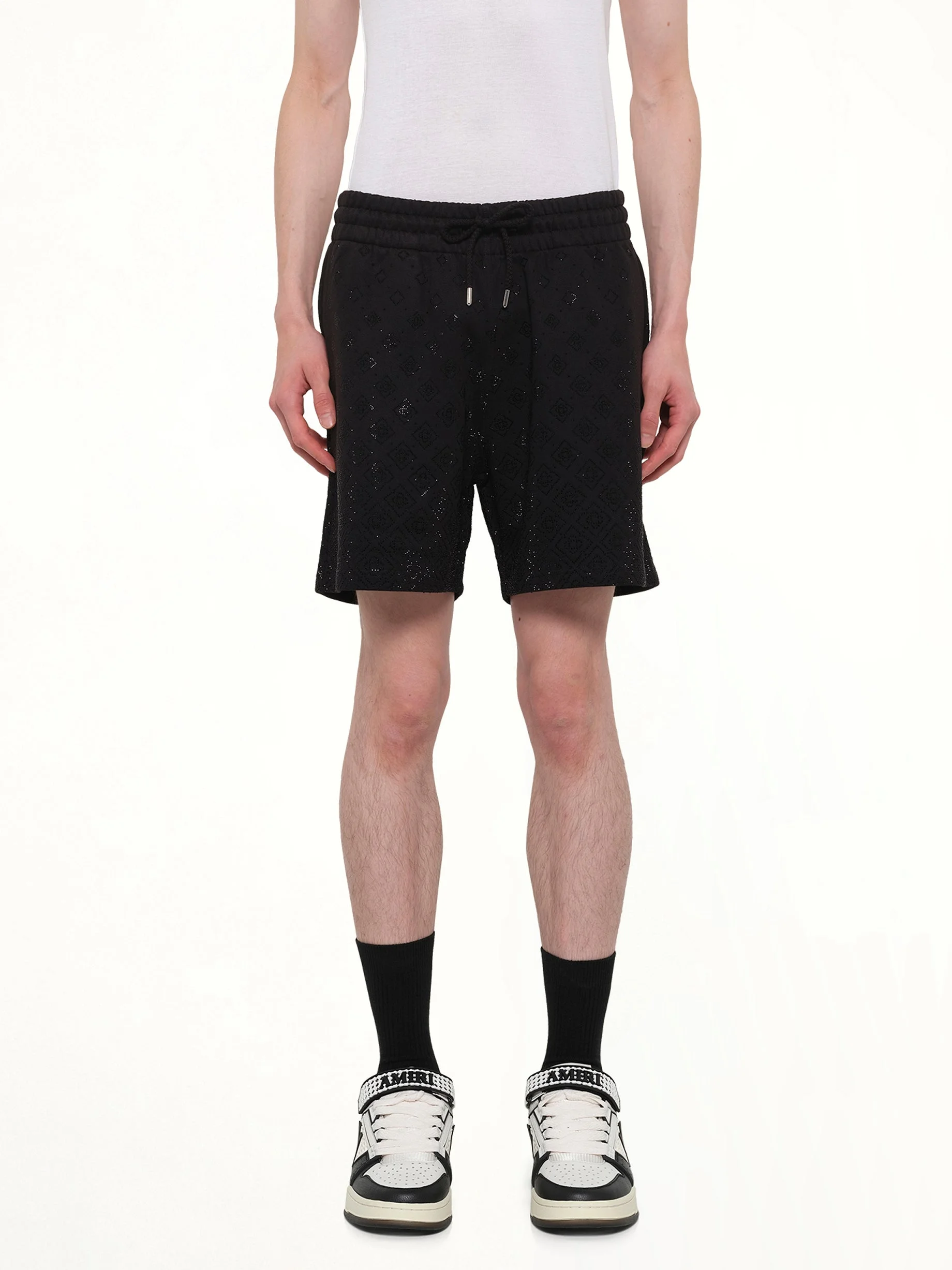 Crystal Monogram Sweatshort in Black - 1