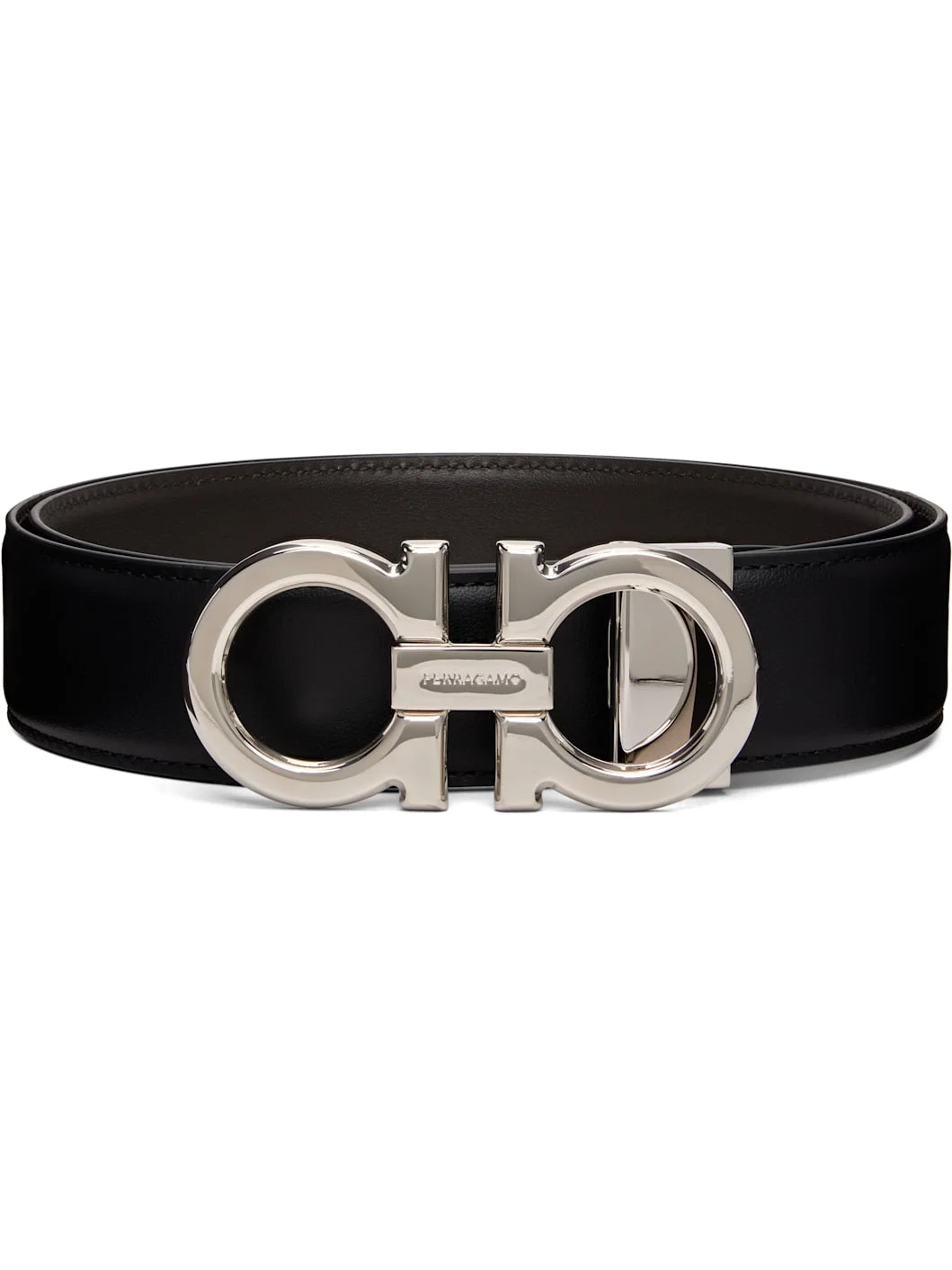 Black Reversible & Adjustable Gancini Belt - 1