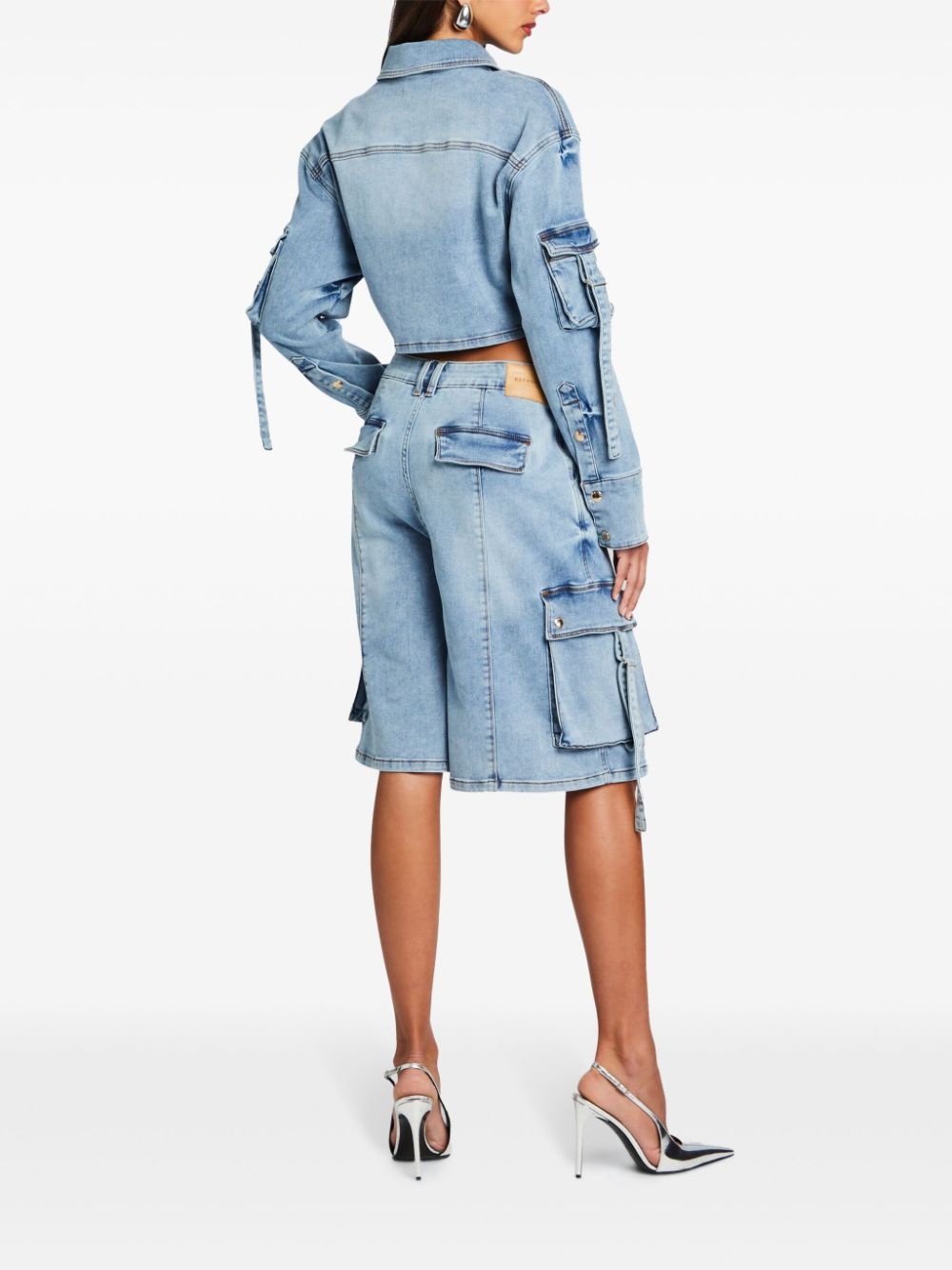 denim cargo shorts - 4