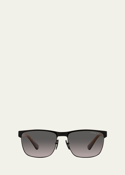 Prada Men's Half-Rim Square Polarized Sunglasses outlook