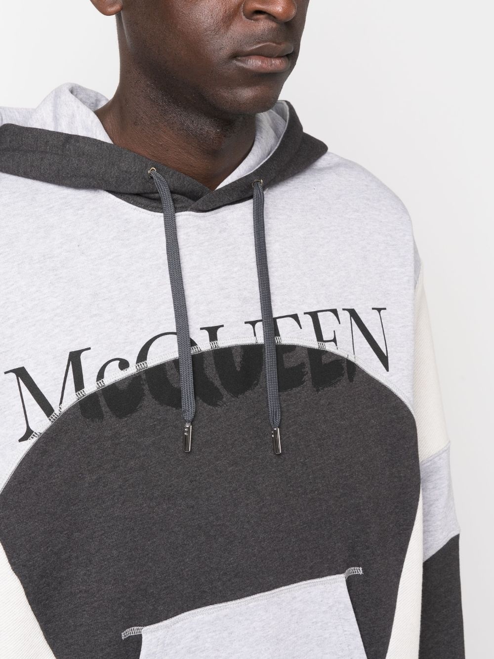 logo-print panelled hoodie - 5