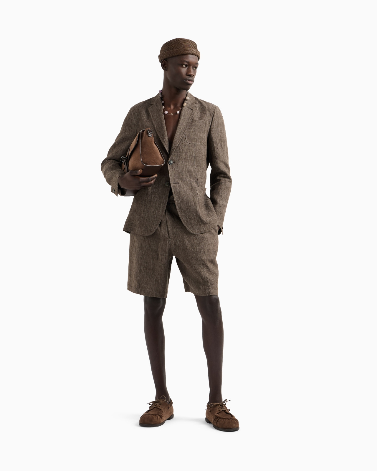 Single-breasted jacket in faded linen with a crêpe texture - 2