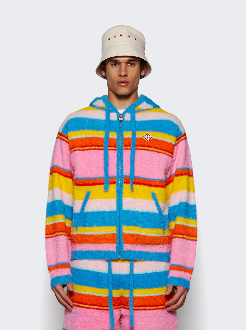 Fluffy Oversized Hoodie Multicolor Blue - 2