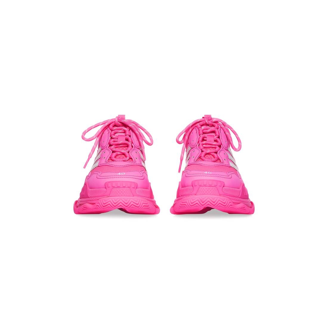 Women's Balenciaga / Adidas Triple S Sneaker in Neon Pink - 3