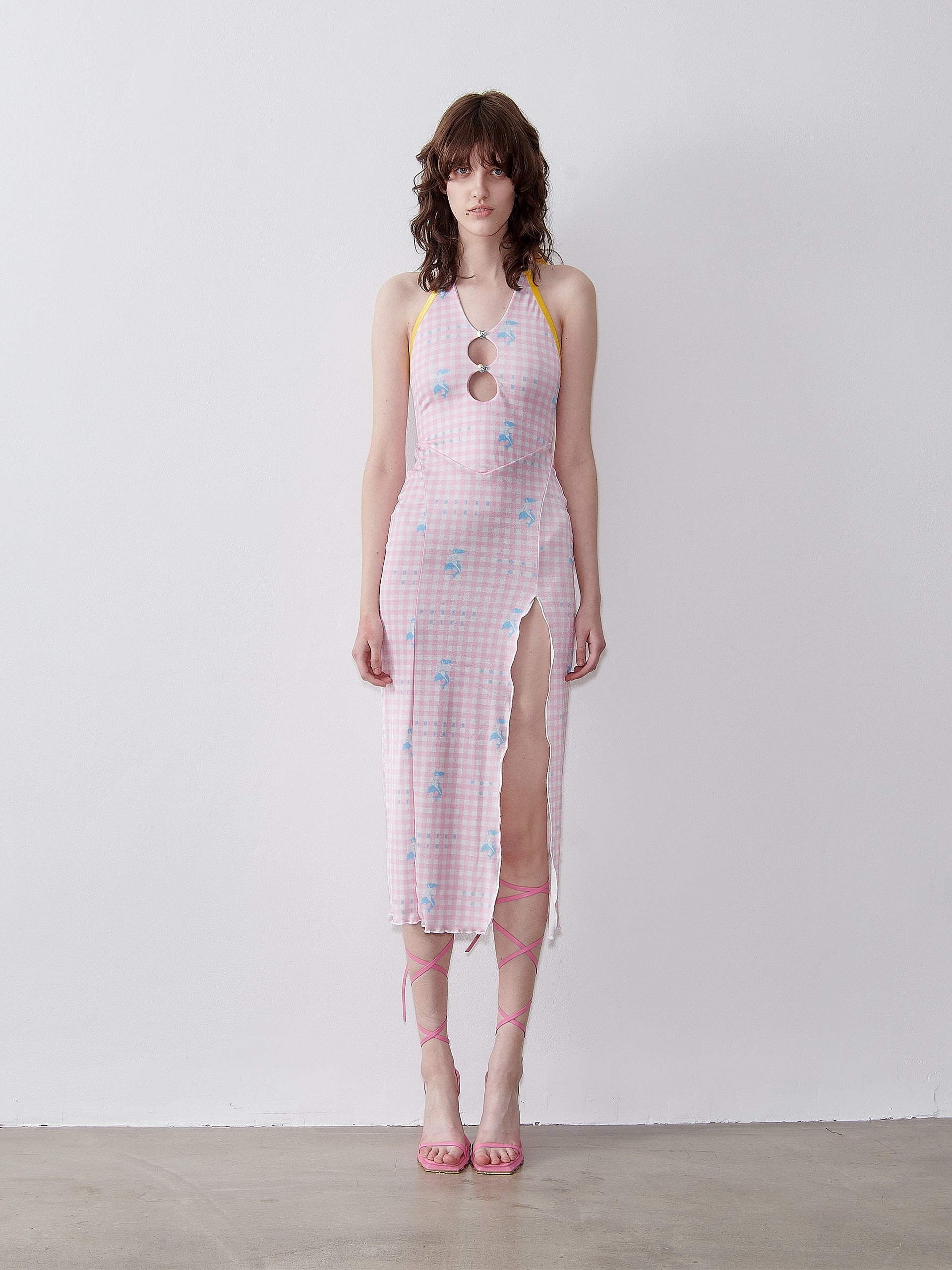 HEATHER MIDI DRESS PINK GINGHAM - 2