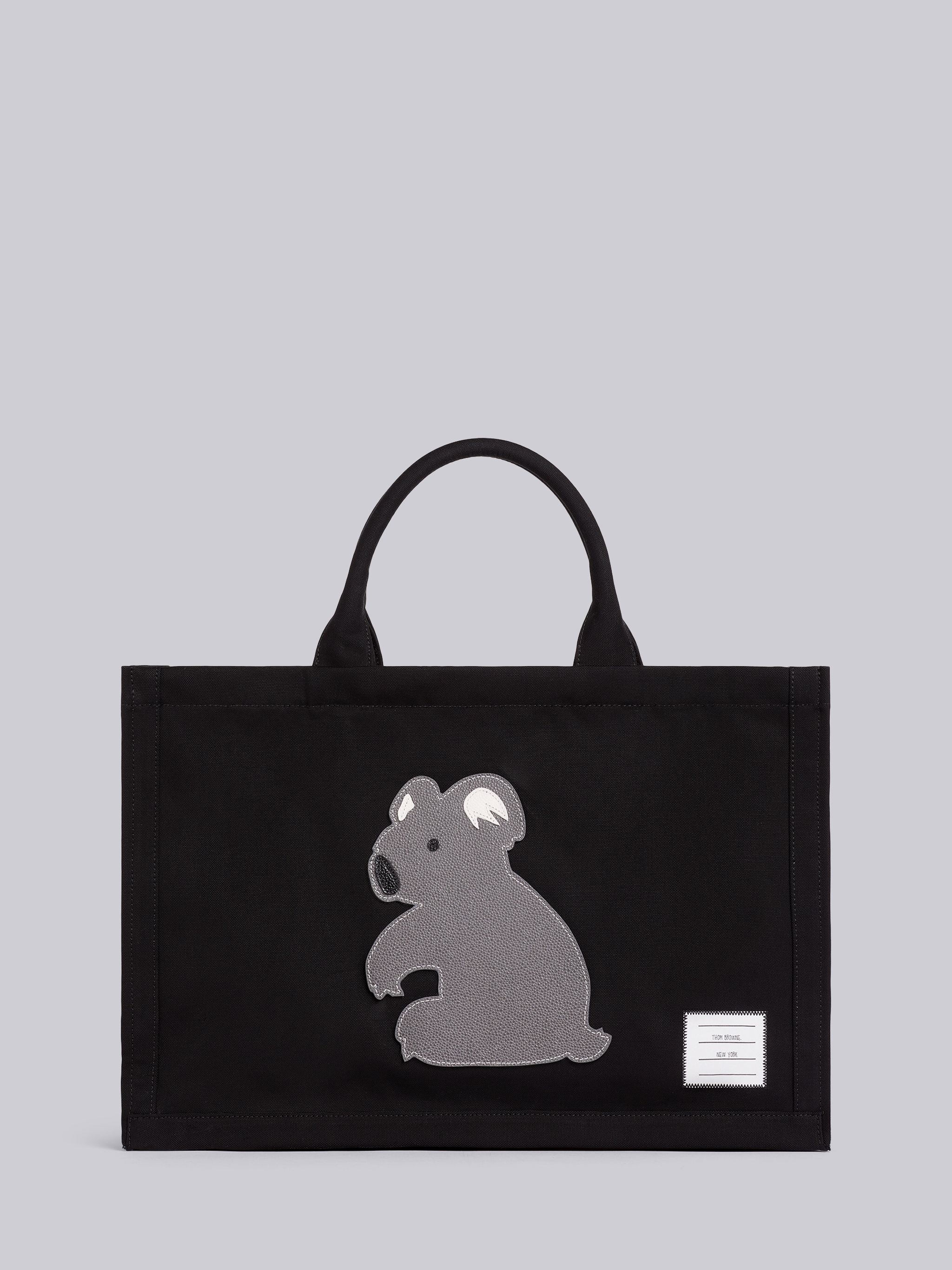 Black Cotton Canvas Koala Icon Applique Squared Tote - 1