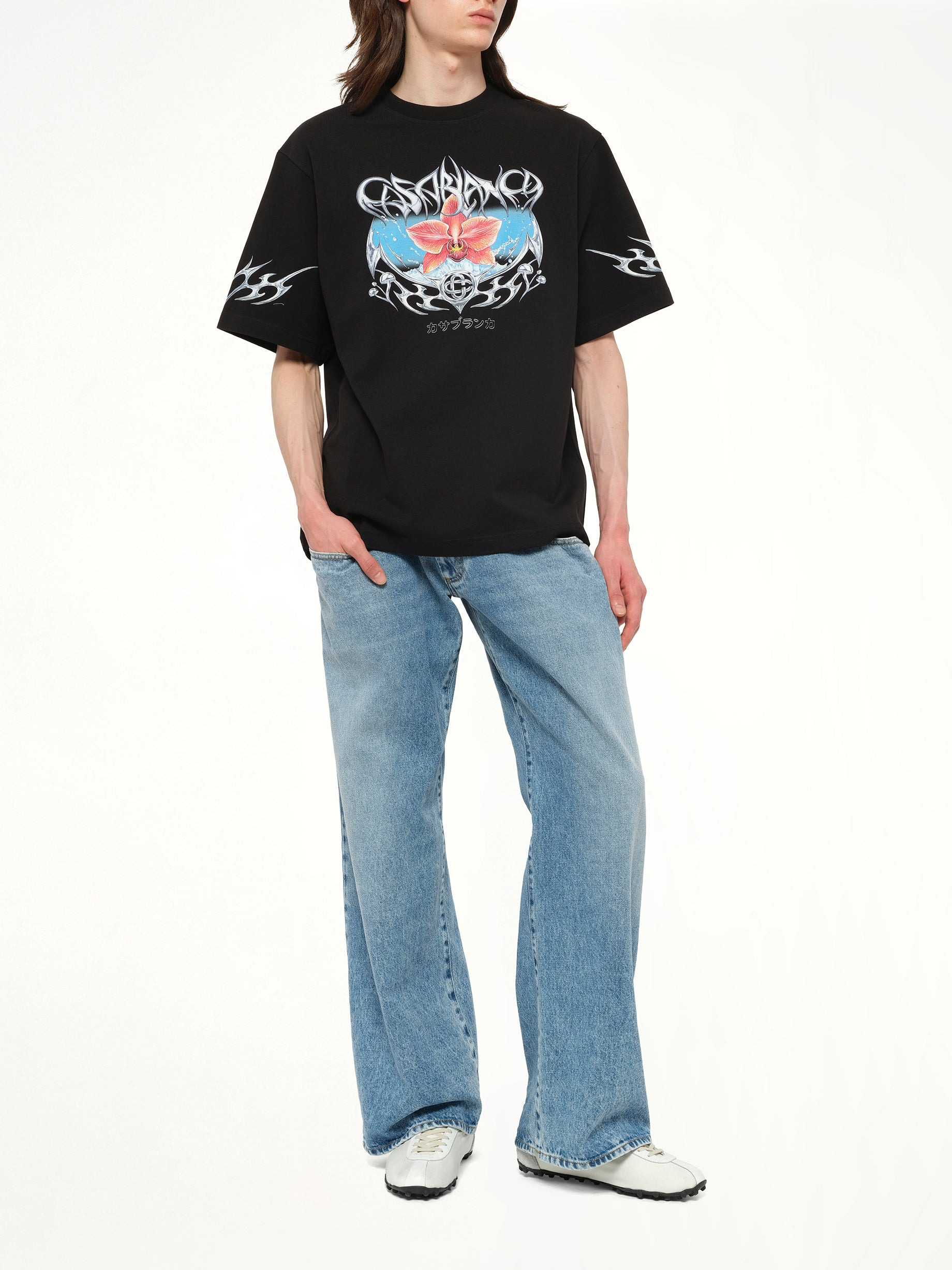 Blades Printed Oversized T-Shirt in Black - 4